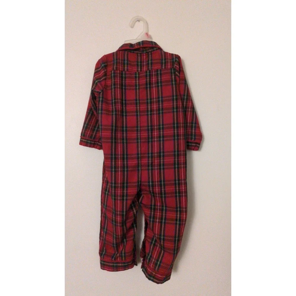 Edgehill Collection 24M Red Plaid Toddler Pajamas One Piece Christmas Holidays